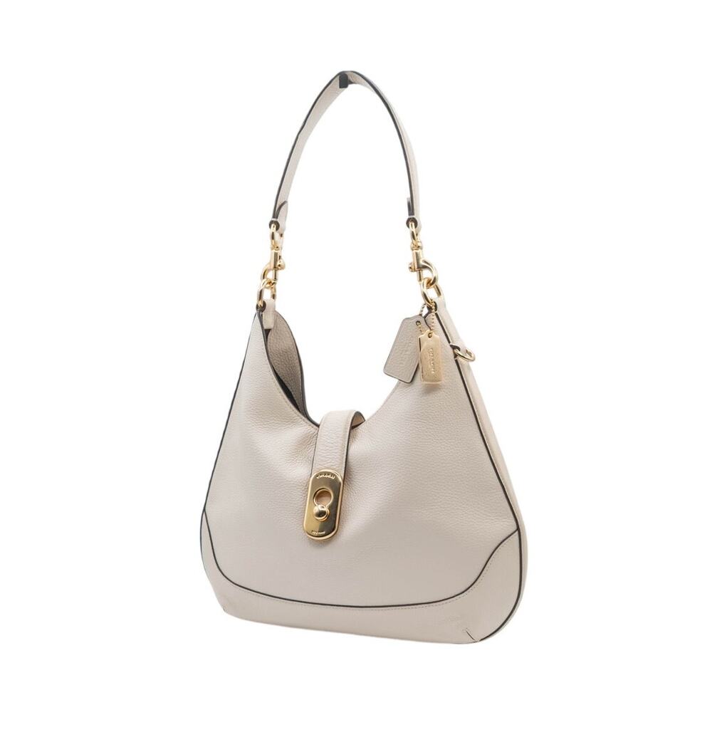 COACH Amber Hobo Bag Chalk White Pebble Leather Shoulder Handbag Purse F48636